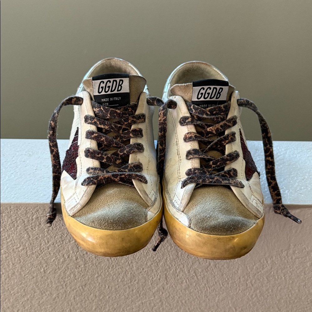 Golden Goose White Sneakers with Burgundy Star size 38 - Picture 9 of 12